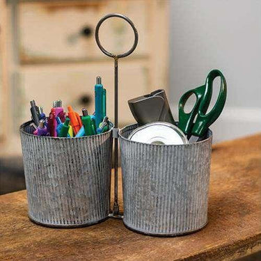 Washed Galvanized Metal Caddy - The Fox Decor